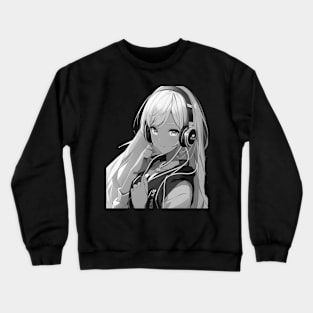 Anime Girl Listening to LoFi Kpop Music - PanfurWare LLC Crewneck Sweatshirt